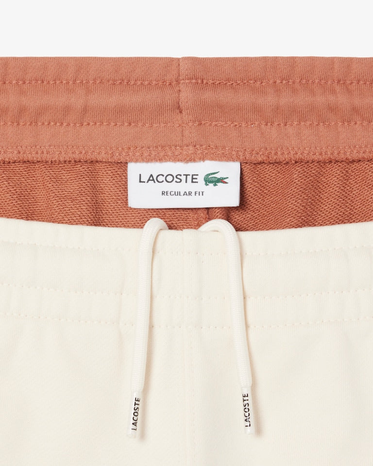 Lacoste Men’s Cotton Fleece Colorblock Shorts – Cream/Brown GH9597-51-HBI