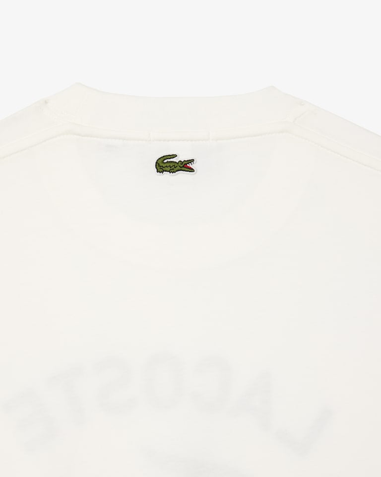Lacoste Signature Print Cotton T-Shirt - White/Navy Blue TH2733-51-70V