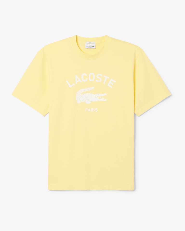 Lacoste Signature Print Cotton T-Shirt - Yellow TH2733-51-107