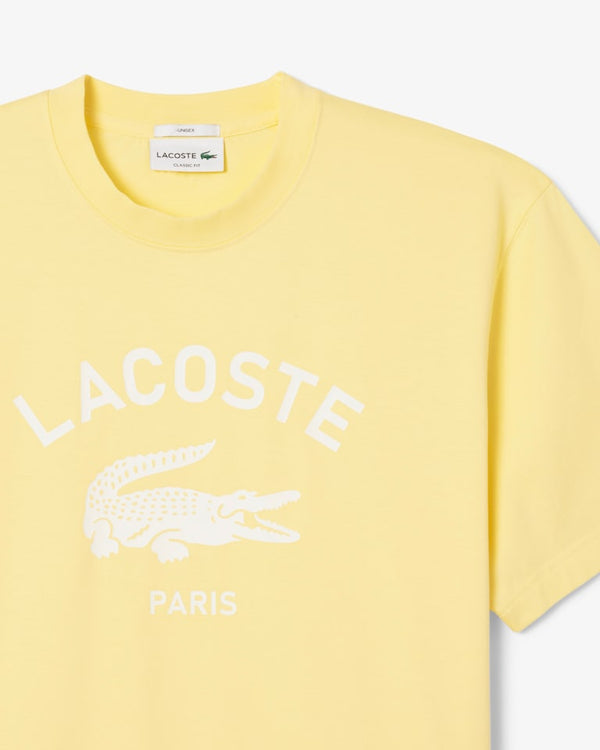 Lacoste Signature Print Cotton T-Shirt - Yellow TH2733-51-107