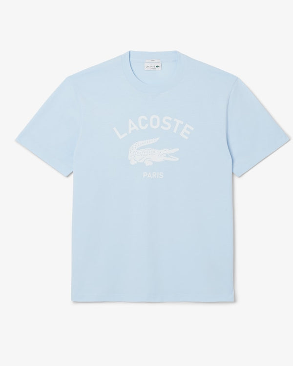 Lacoste Signature Print Cotton T-Shirt - Light Blue TH2733-51-T01