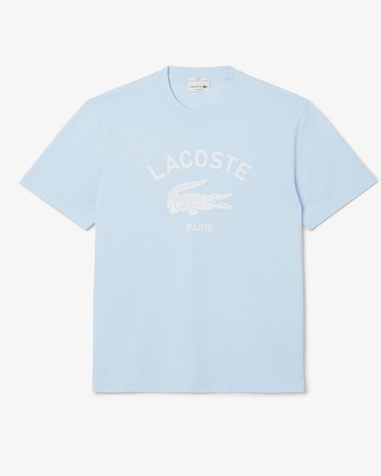 Lacoste Signature Print Cotton T-Shirt - Light Blue TH2733-51-T01