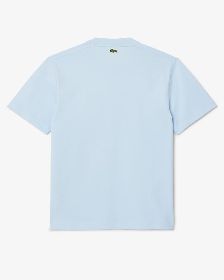 Lacoste Signature Print Cotton T-Shirt - Light Blue TH2733-51-T01