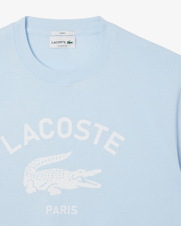 Lacoste Signature Print Cotton T-Shirt - Light Blue TH2733-51-T01