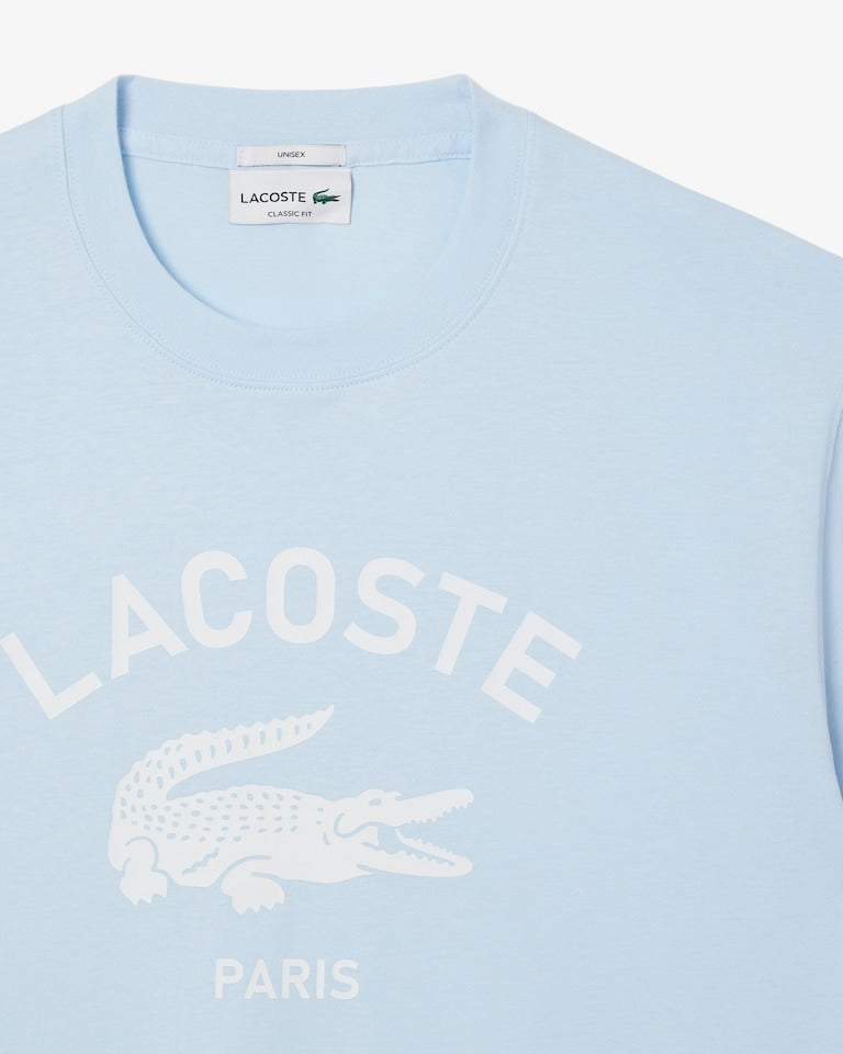 Lacoste Signature Print Cotton T-Shirt - Light Blue TH2733-51-T01