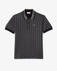 Lacoste Men's Classic Fit Monogram Polo - Black/Dark Gray DH1417-51-4PC