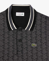 Lacoste Men's Classic Fit Monogram Polo - Black/Dark Gray DH1417-51-4PC
