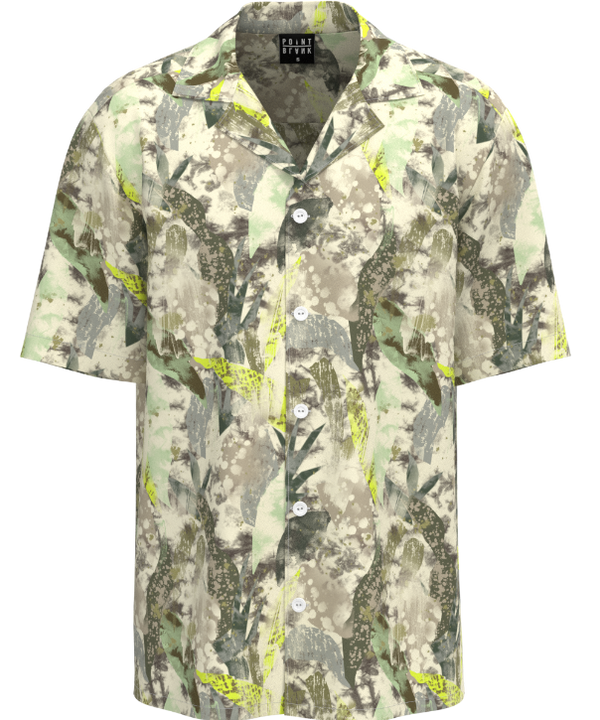 Point Blank Jungle Resort Button-Up Shirt Neon Lime Camo