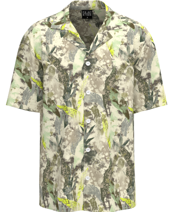 Point Blank Jungle Resort Button-Up Shirt Neon Lime Camo