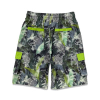 Point Blank Jungle Camo Cargo Shorts Neon Lime Detail