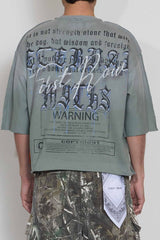 First Row Eternal Myths Broken Sculpture Graphic Cropped T-Shirt Olive Green