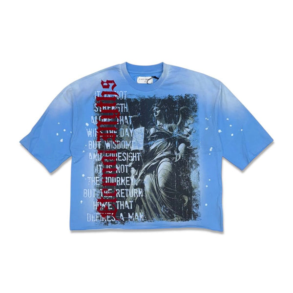 First Row eternal myths Graphic Cropped T-Shirt Blue