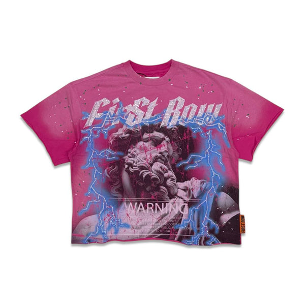 First Row Eternal Myths Lightning Sculpture Cropped T-Shirt Pink