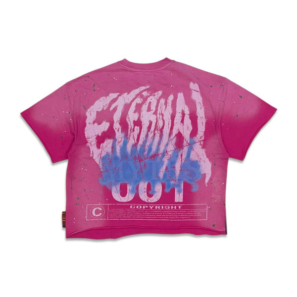 First Row Eternal Myths Lightning Sculpture Cropped T-Shirt Pink