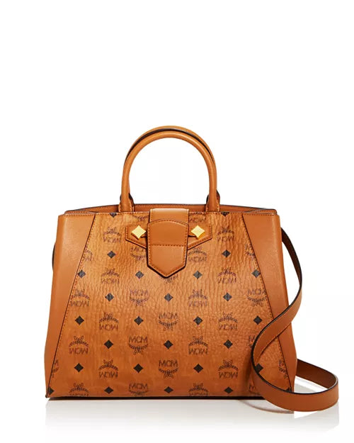 MCM Essential Visetos Original Tote Bag Cognac