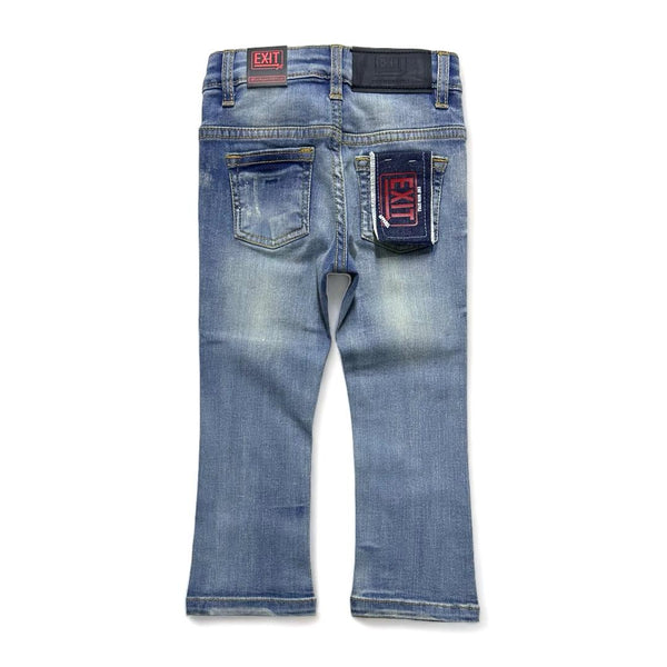 Exit (Kids blue distressed super skinny Stacked Jean)