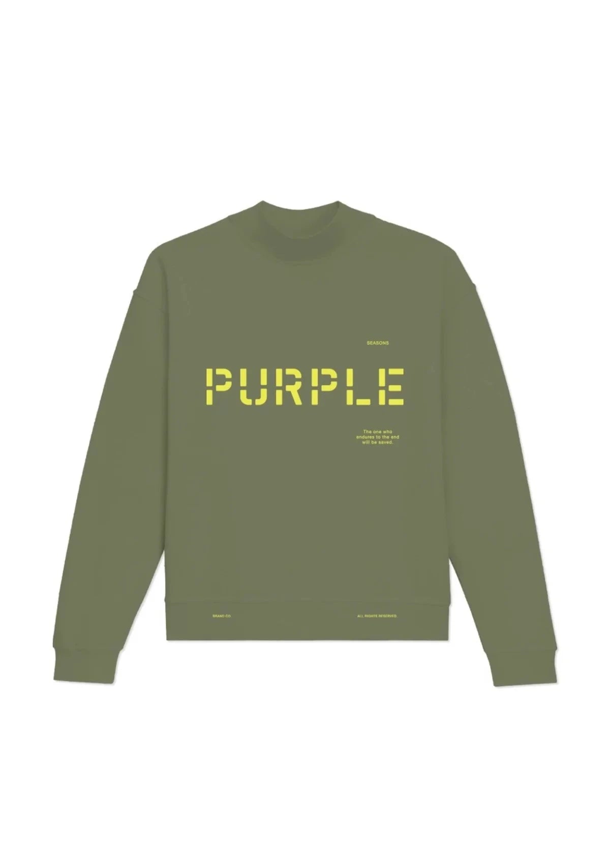 Purple Brand Men's Jersey Military Stencil Logo Long Sleeve Tee Olive Green