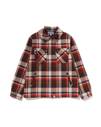 Bape Check CPO Zip Jacket Red