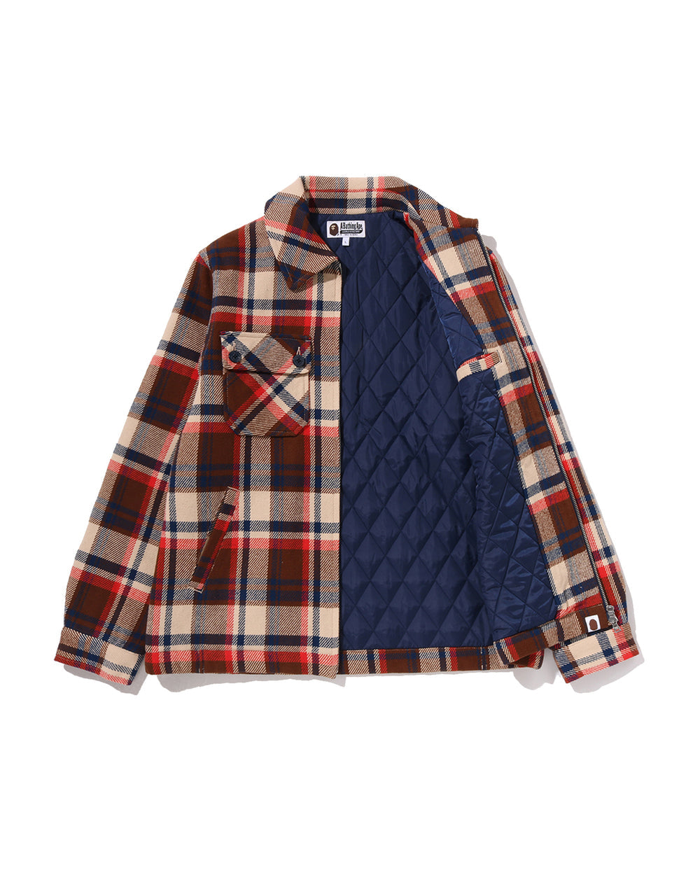 Bape Check CPO Zip Jacket Red