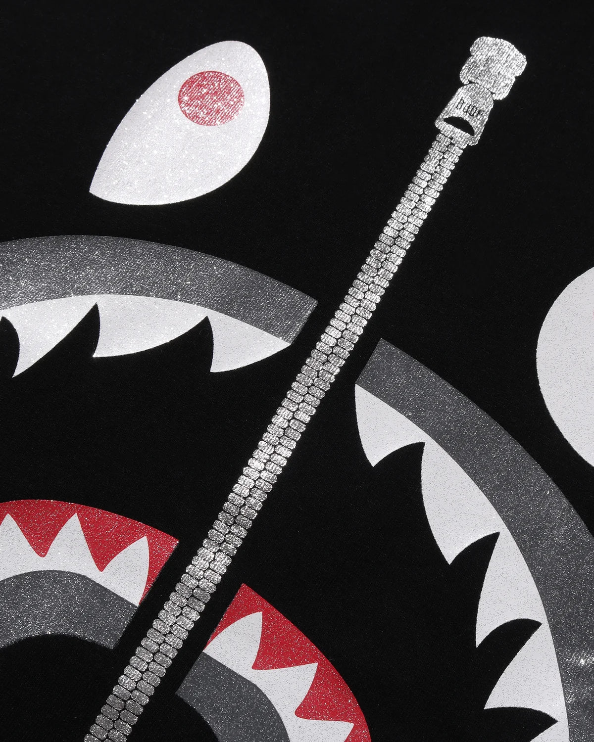 Bape Glitter Shark Tee Black