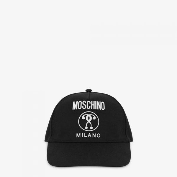 Moschino (Black / White canvas hat double question mark)