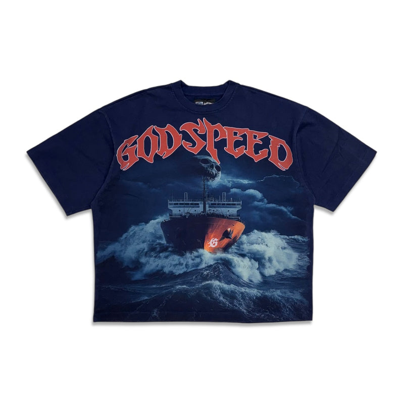 Godspeed Sea Sick T-shirt Navy Blue