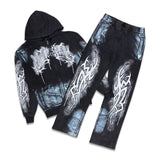 First Row Tribal baggy Jogger Set Black