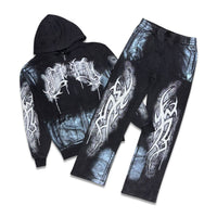 First Row Tribal baggy Jogger Set Black