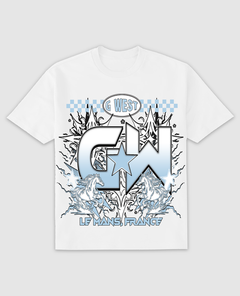 G West Le Mans Graphic T-Shirt - White/Legend Blue