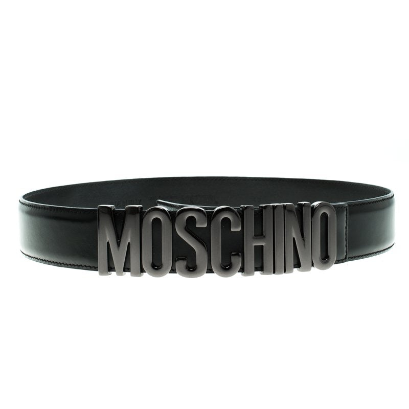 Moschino black/black belt Leather logo