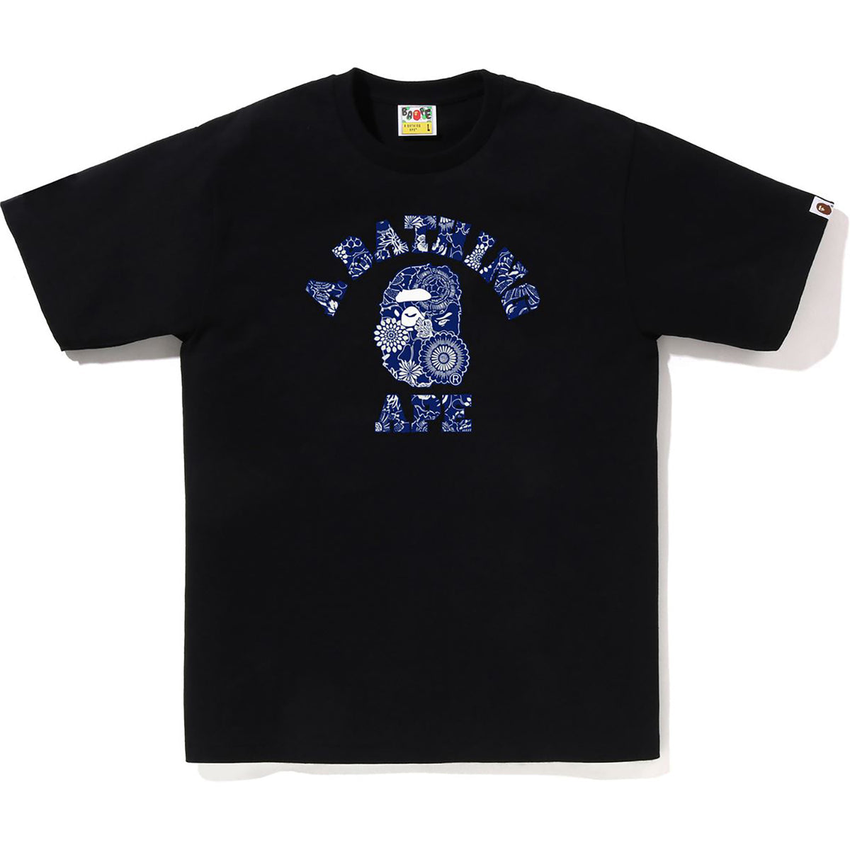 Bape Japanese Indigo Art Camo College Tee Black X Navy Blue