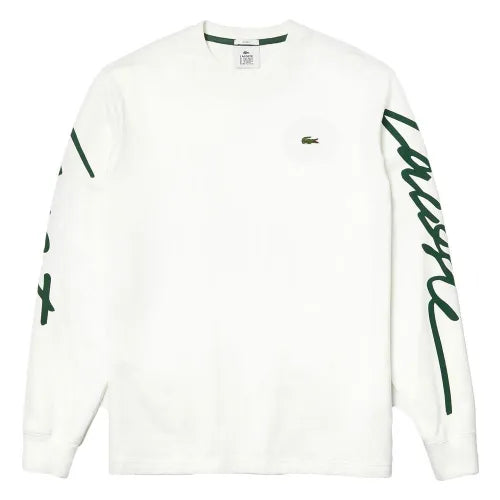 Lacoste Live Signature Sleeve Long Sleeve T-Shirt - White/Green