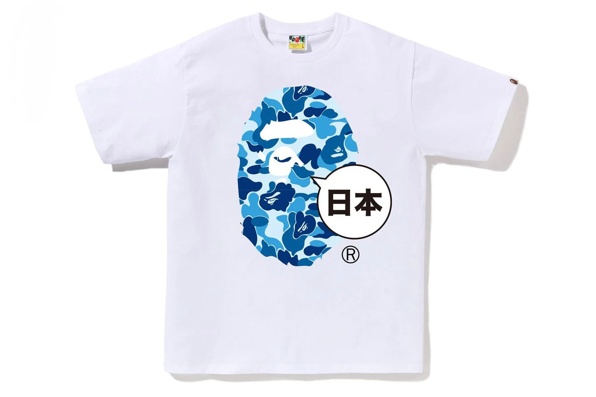 Bape ABC Camo Japan Big Ape Head Tee White X Blue