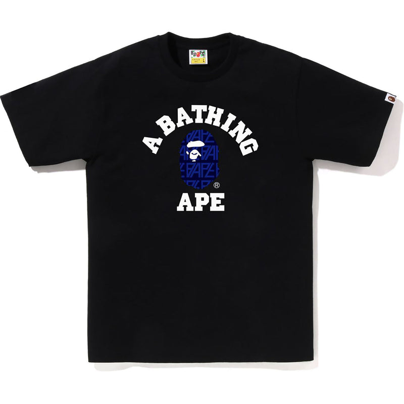 Bape (Men's Black X Blue Logo Monogram College Tee)