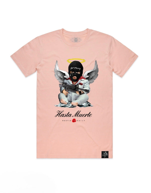 Hasta muerte (pink two mask angel t-shirt)
