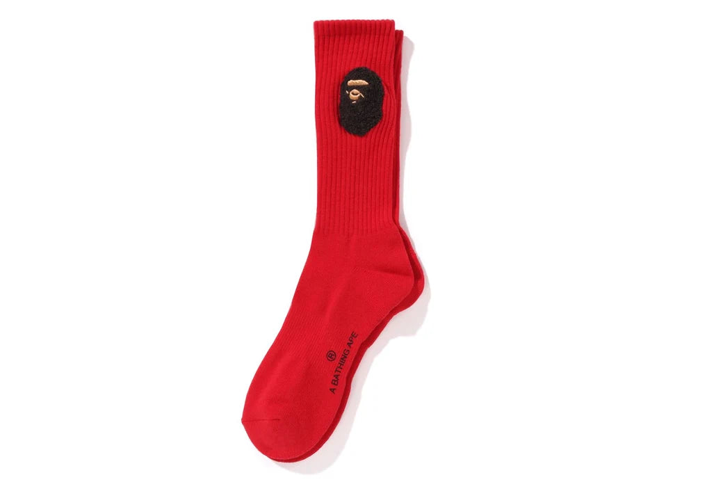 Bape Ballon Yarn Ape Head Socks Red