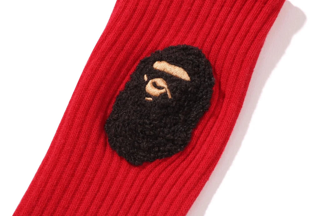 Bape Ballon Yarn Ape Head Socks Red