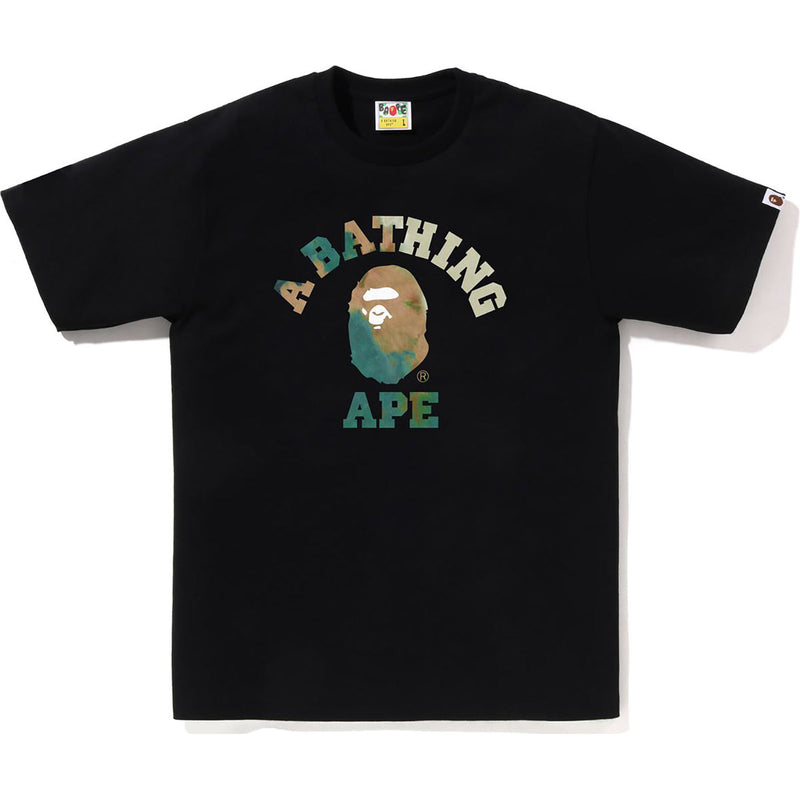 Bape Men's Black x Beige Tie Dye College tee