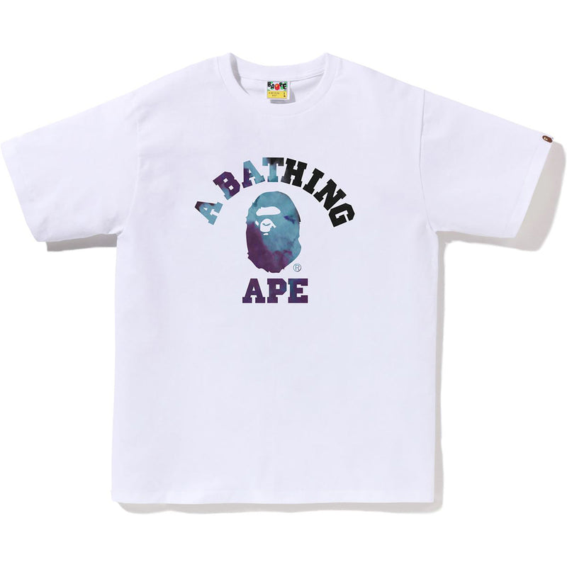 Bape Men's White x Black Tie Dye College tee
