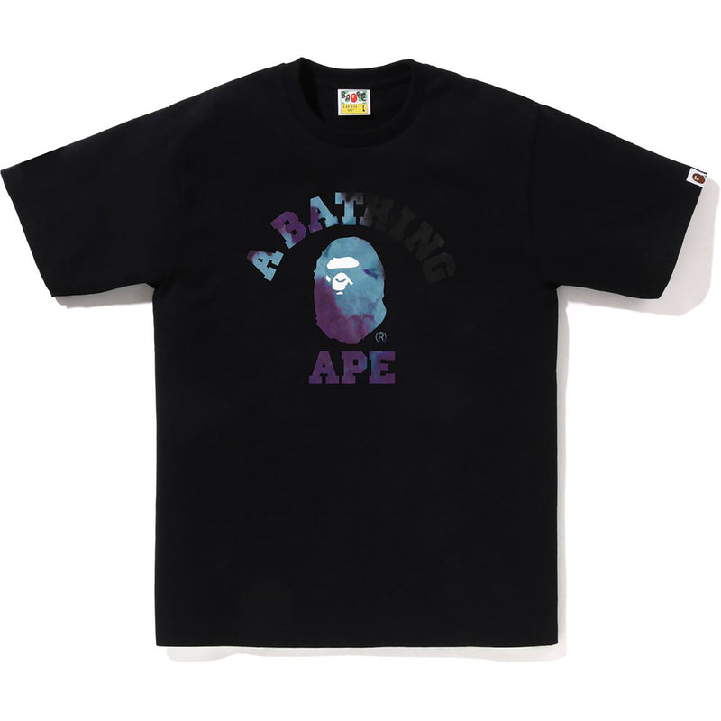 Bape Men's Black x Black Tie Dye College tee