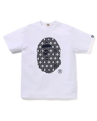 Bape Traditional Japanese Pattern Ape Head Tee White X Navy