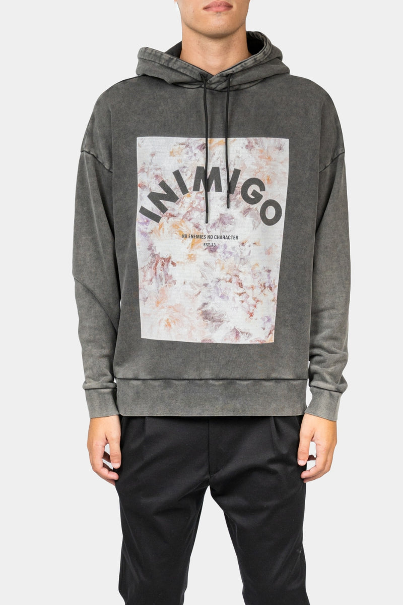 Inimigio (Black abstract flowers print comfort hoodie)