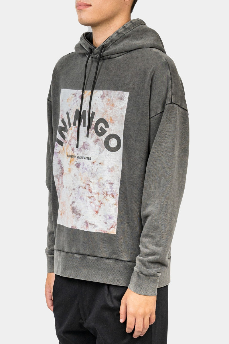 Inimigio (Black abstract flowers print comfort hoodie)
