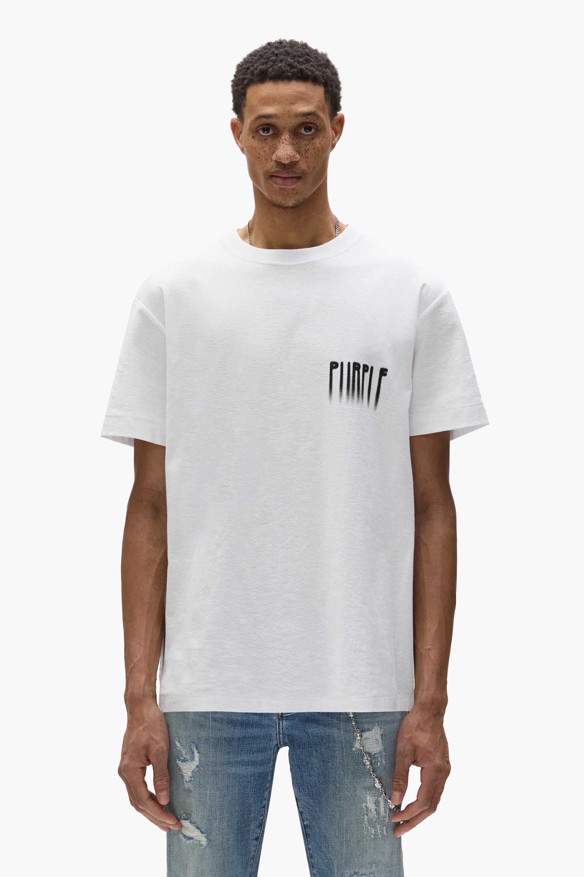 Purple brand blurred tee white