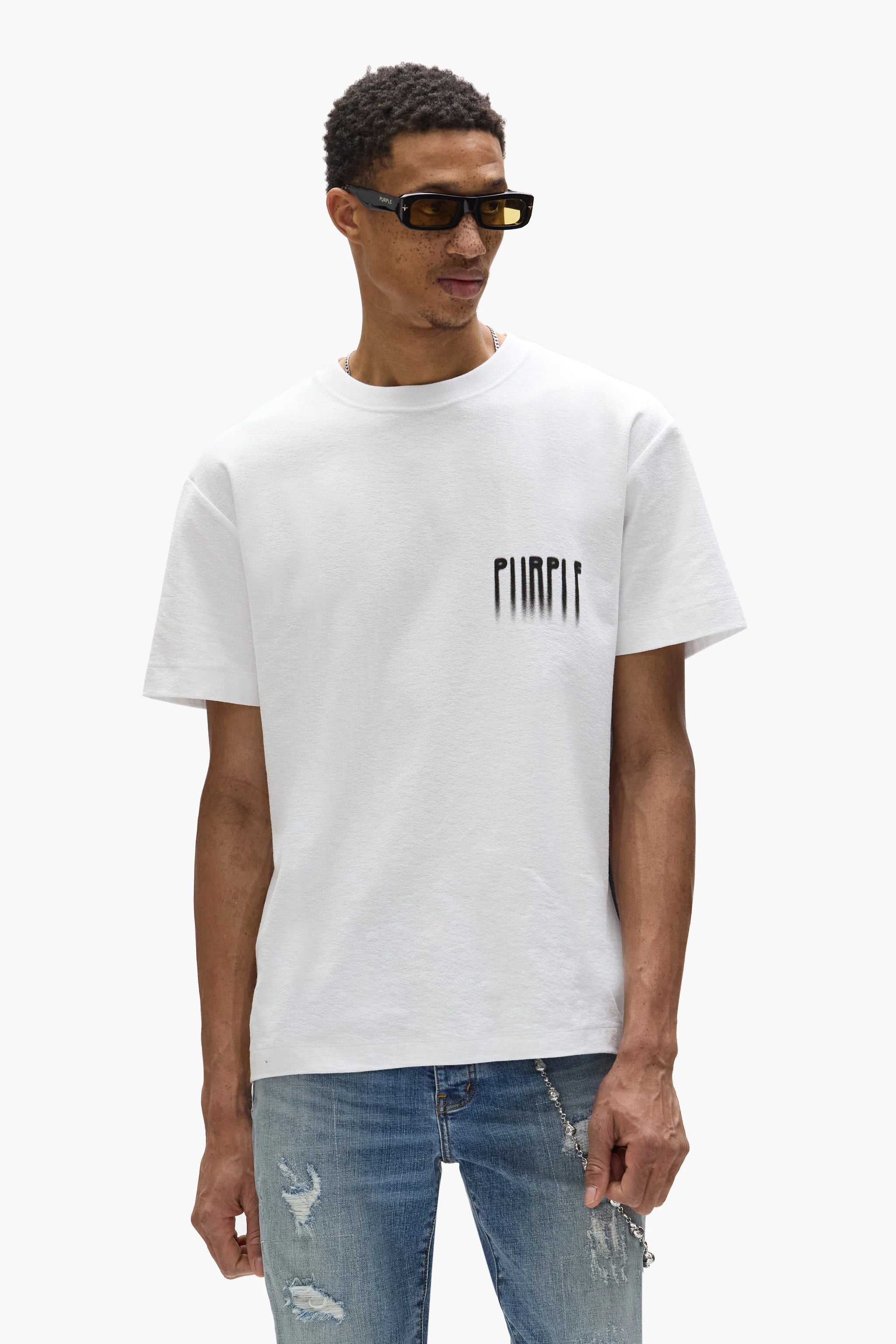 Purple brand blurred tee white