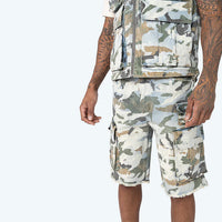 Smoke Rise Camo Flocked Fashion Denim Shorts Aspen Camo