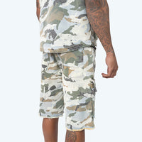 Smoke Rise Camo Flocked Fashion Denim Shorts Aspen Camo