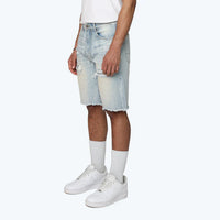 Smoke Rise Men's All Rhinestone Jean Shorts Brittany Blue