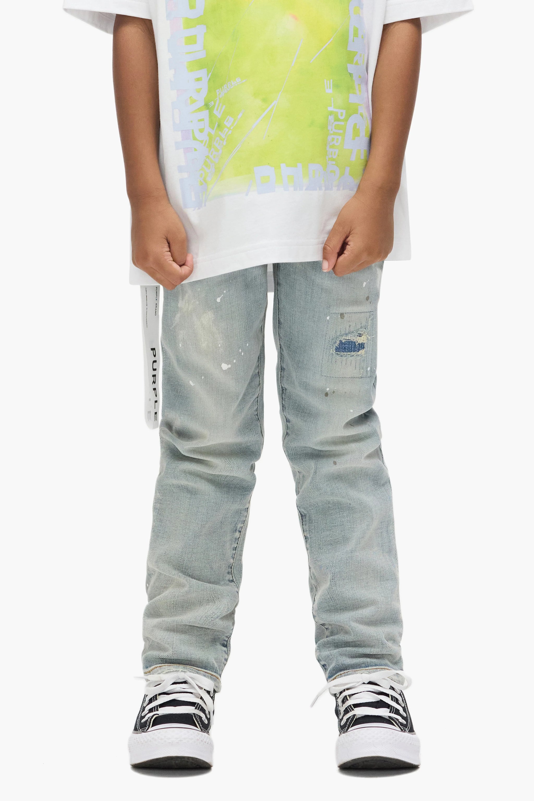 Purple Brand Kids' Paint Repair Jeans Light Indigo