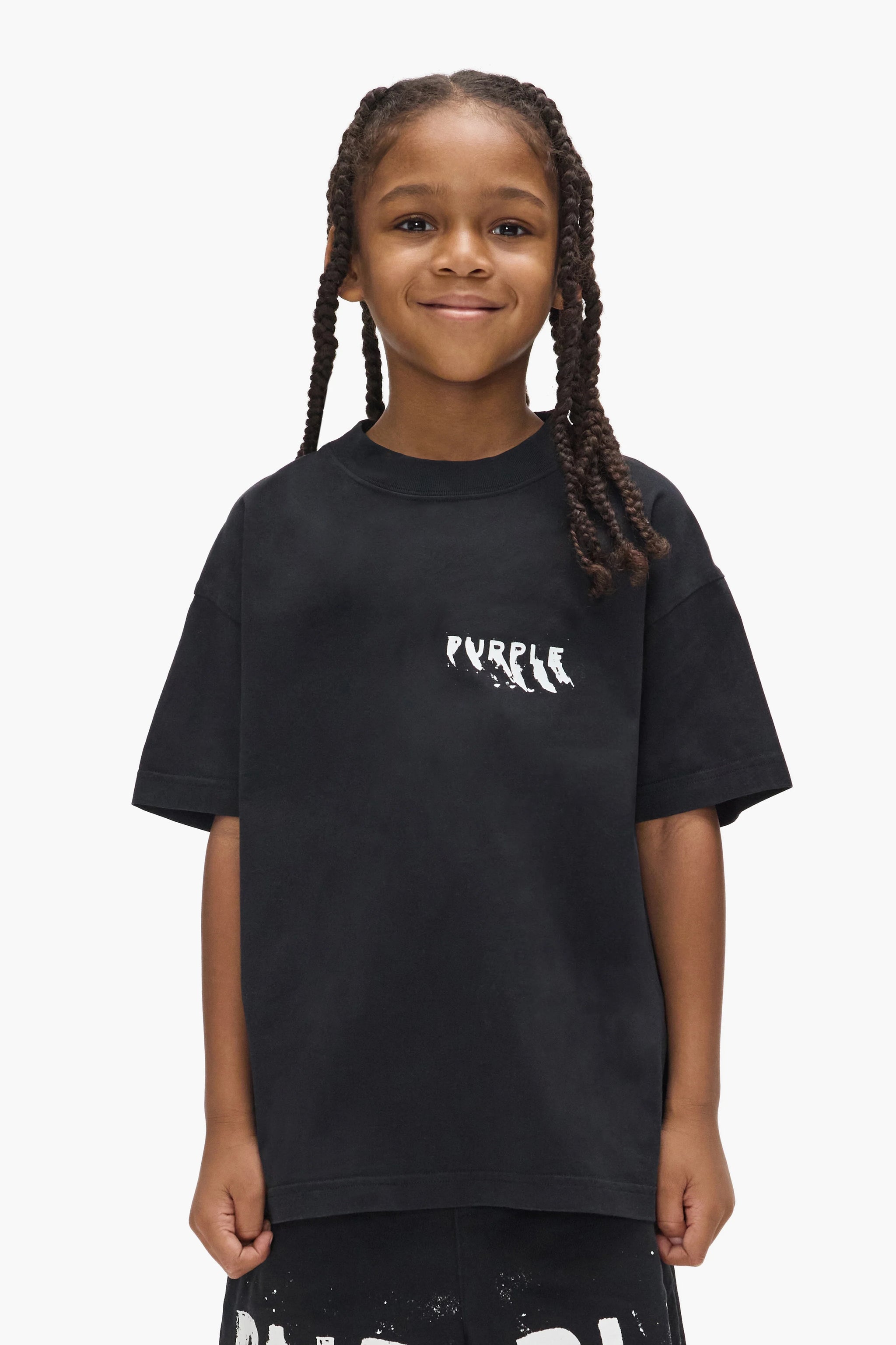 Purple Brand Kids' Painted Wordmark Tee Black